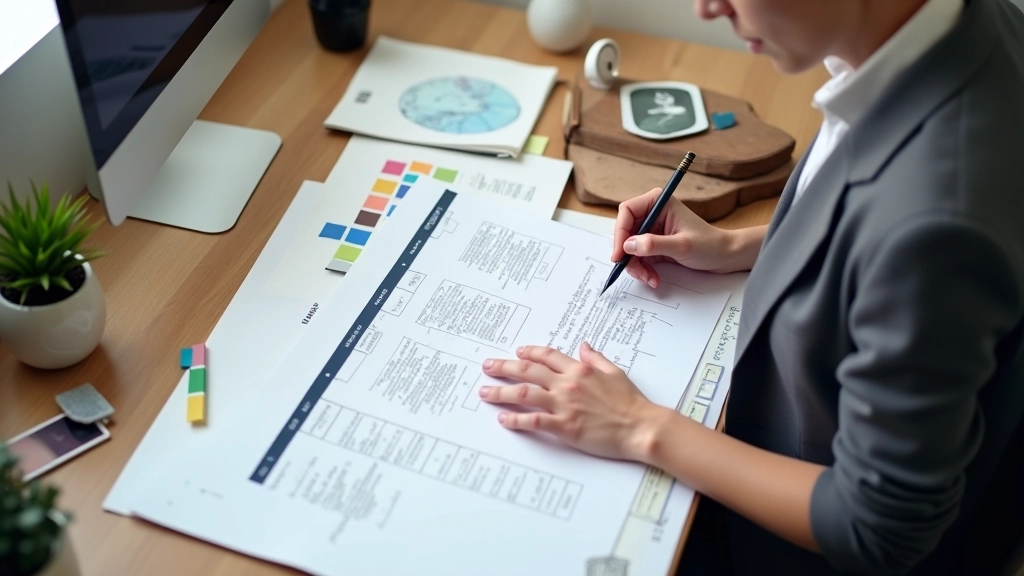 Designer bei der Entwicklung einer Tarifstruktur mit Skizzen und Mockups