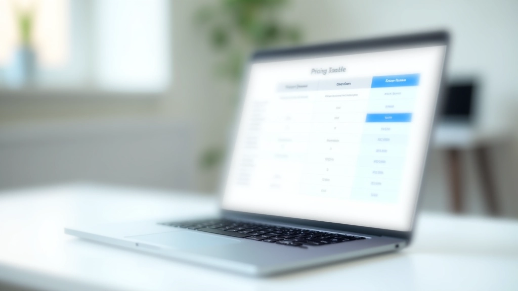 Moderner Laptop zeigt Preistabelle mit drei Spalten und farblich hervorgehobenem Premium-Plan