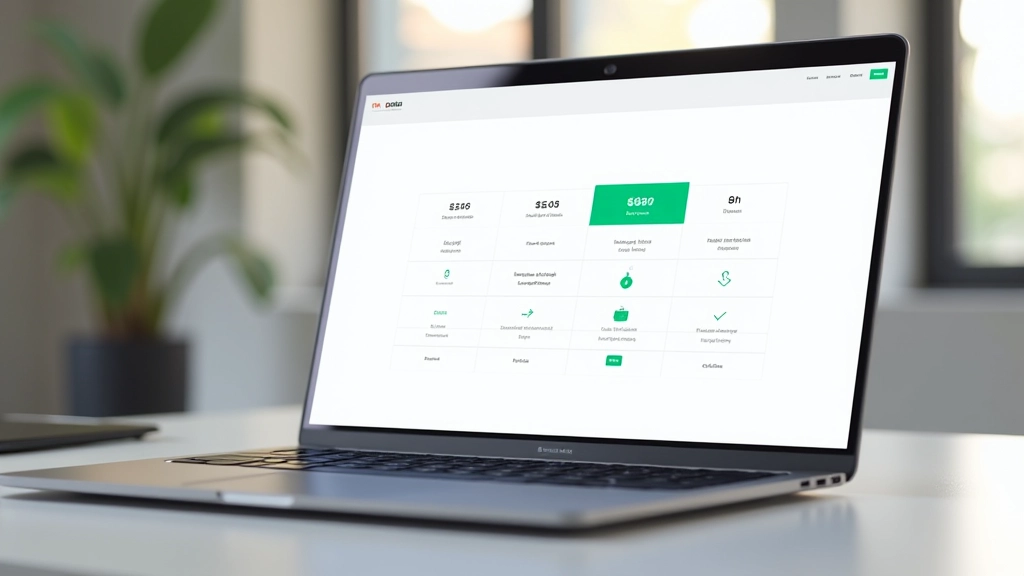 Moderne Preistabelle mit klaren Tarifstrukturen auf Computerbildschirm